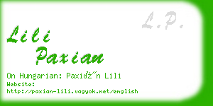 lili paxian business card